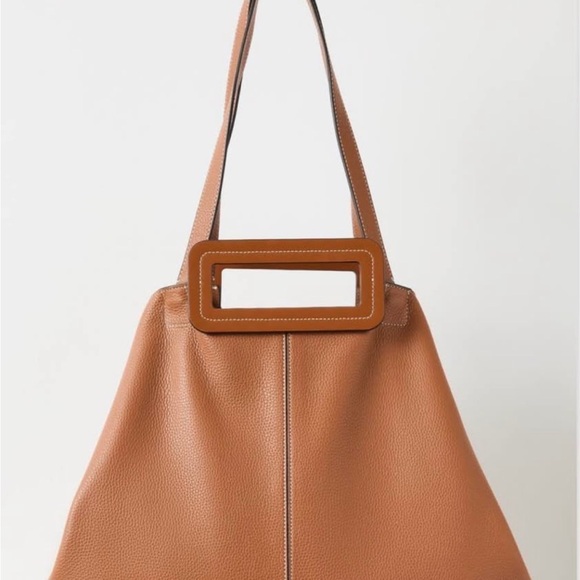 STAUD Tan Leather Tote Bag - Picture 6 of 11
